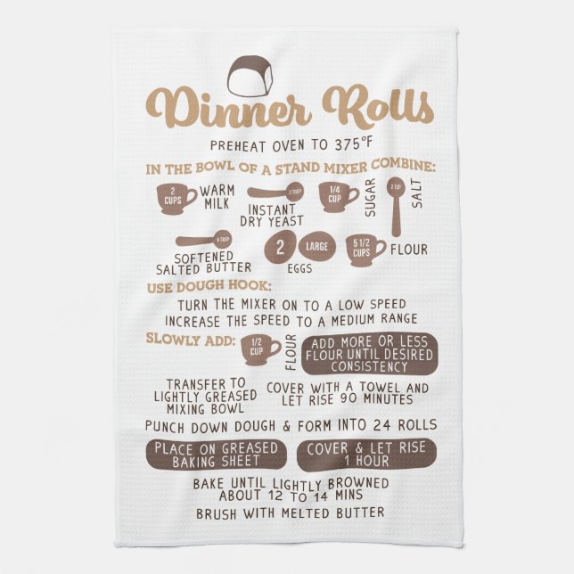 Dîner Rolls Recette Thé Serviette de cuisine (Vertical)