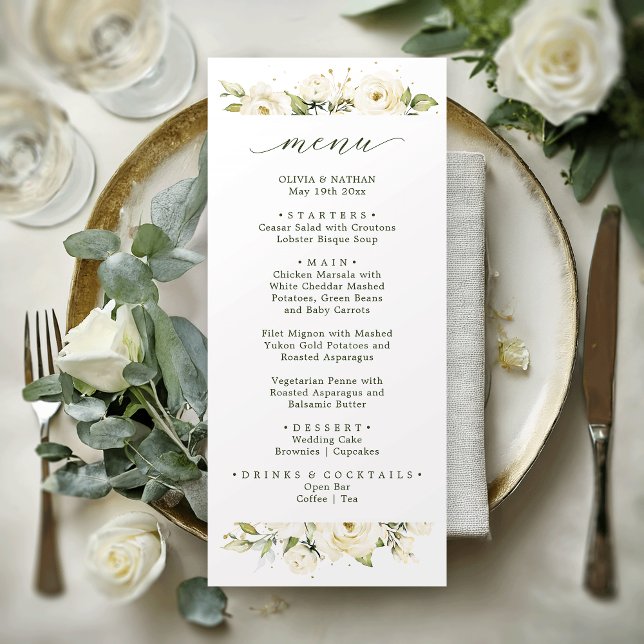 Dîner rose élégant et verdoyant Menu mariage (Créateur téléchargé)
