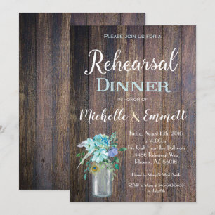 Dîner Rustic Blue Floral Invitation