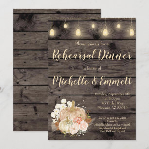 Dîner Rustic Fall Citrouille Invitation