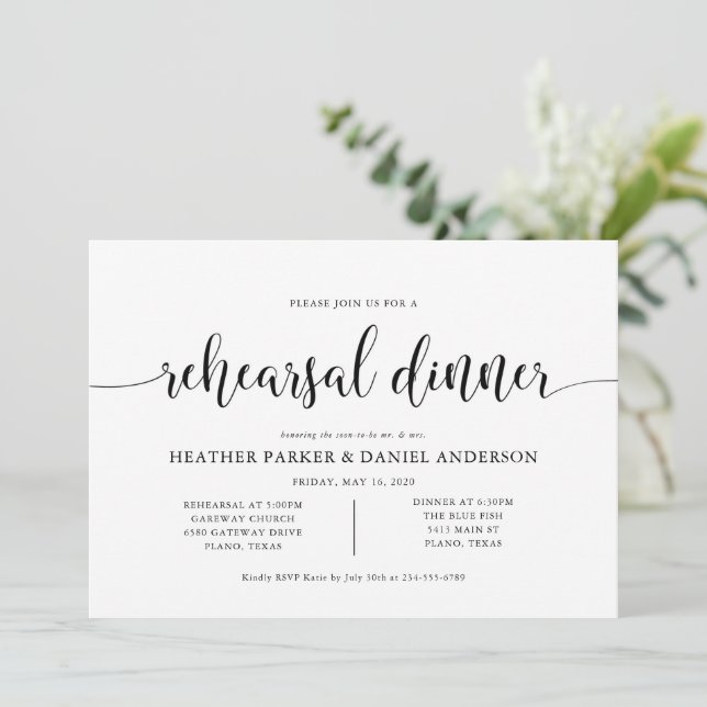 Dîner Rustique de répétition Mariage Invitation (Debout devant)