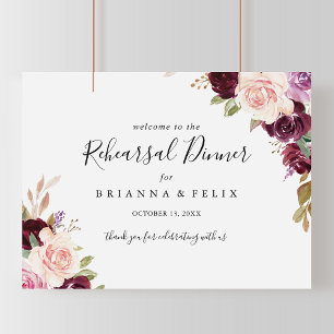 Dîner Rustique Floral Affiche de bienvenue