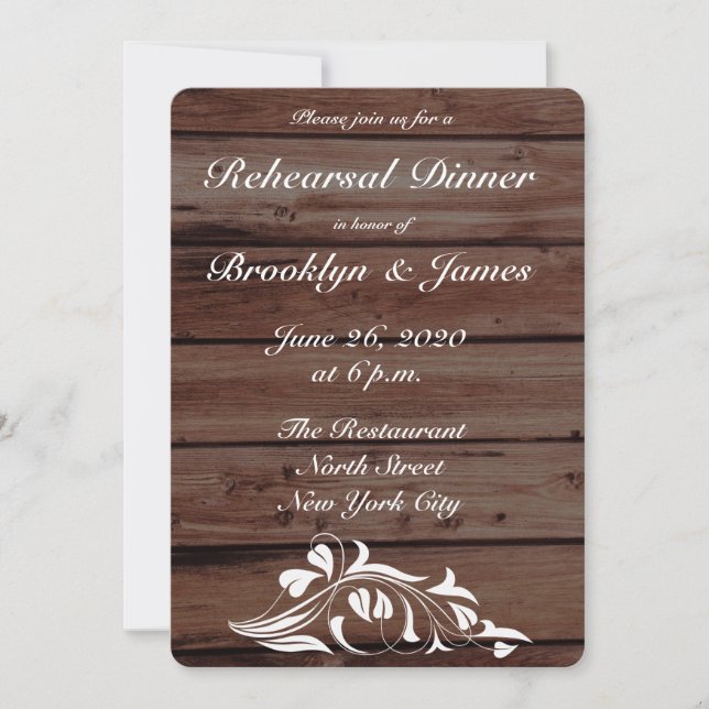 Dîner Rustique Mariage Invitations (Devant)