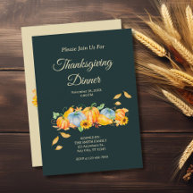 Dîner Rustique Thanksgiving Invitation Citrouilles