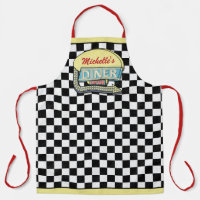 Diner Sign Retro 50s Midcentury Modern Black Check