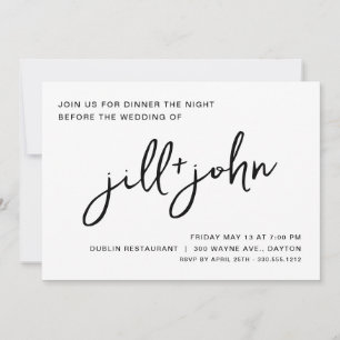 Dîner simple de répétition Mariage Invitation