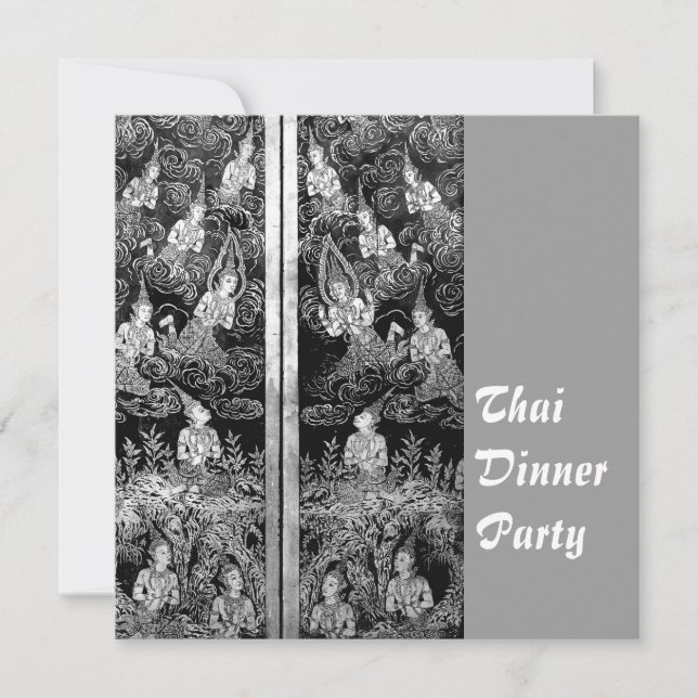 Dîner thaïlandais Invitation soirée argent (Devant)