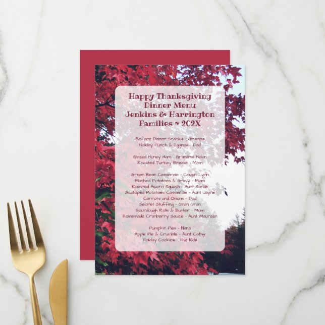 Dîner Thanksgiving Family Fun Menu Modèle (Devant/Arrière en situation)
