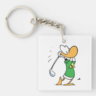 Ding Duck Driving on The Fairway Keychain