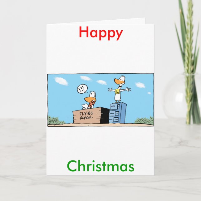 Ding Duck Funny Cartoon Christmas Card (Front)