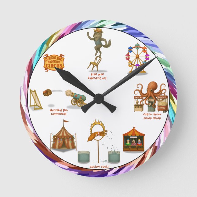 Dingaling Bros Circus Acts Round Clock (Front)