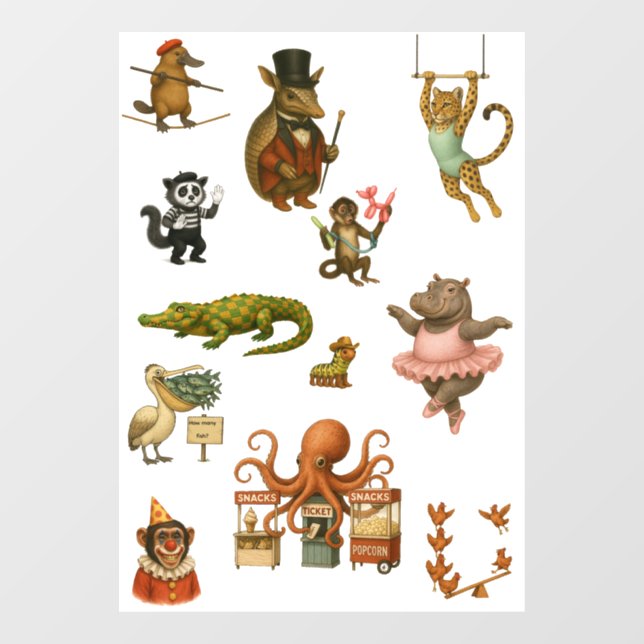 Dingaling Bros Circus acts Window Cling (Sheet)