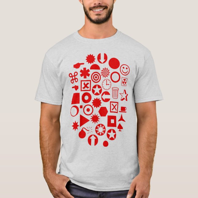 Dingbat Abstract - Red T-Shirt (Front)
