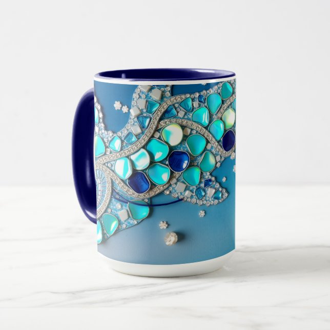 Dingin Blue Iridescent Mosaic Mug (Front Left)