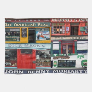 Dingle Pubs Collage, Irish, Ireland Tea Towel, Kitchen Towel