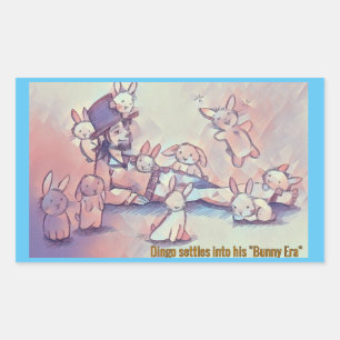 Dingo Dizmal the clown settles into his "Bunny Era Sticker