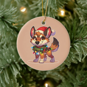 Dingo Merry Christmas Winter Animals Cute Dingos Ceramic Ornament