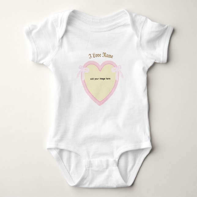 Dingus Bows & Heart Personalized Baby Bodysuit (Front)