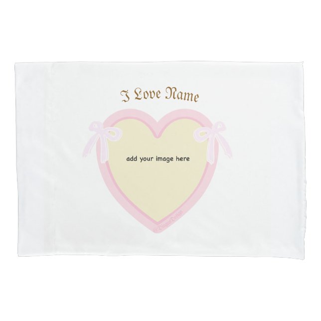Dingus Bows & Heart Personalized Pillowcase (Front)
