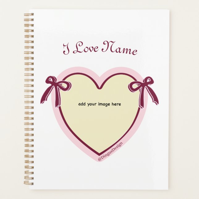 Dingus Bows & Heart Personalized  Planner (Front)