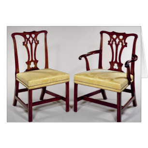 Dining chairs, with interlaced splat backs