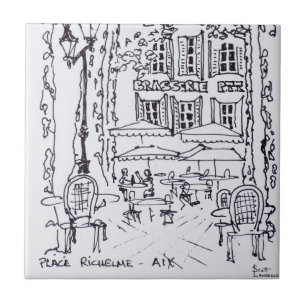 Dining in a Plaza   Aix en Provence, France Tile
