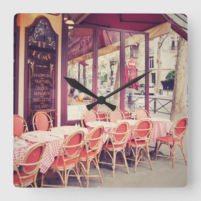 Dining In Paris Al Fresco Square Wall Clock (Front)