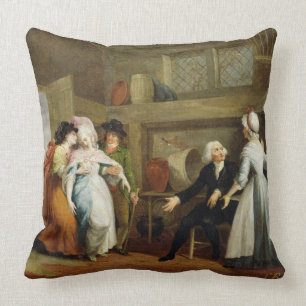 'Dining in the Hayfields' (surprised by Mr Thornhi Throw Pillow