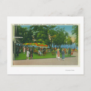 Dining on the Boardwalk at Roseland Park Scene Postcard