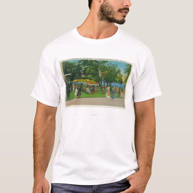 Dining on the Boardwalk at Roseland Park Scene T-Shirt (Front)