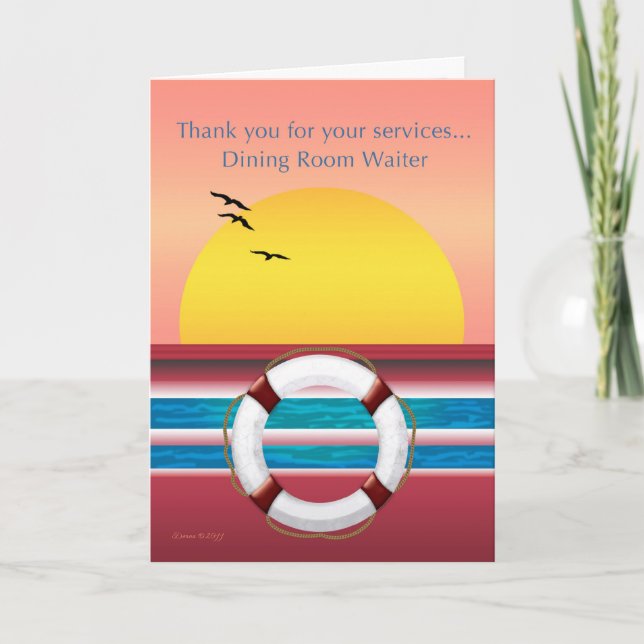 Dining Room  Waiter - Thank you - Cruise Ship Card (Front)