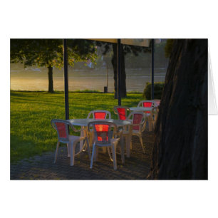 Dining table and chairs by the Danube River,