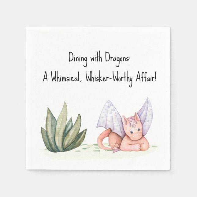 Dining with Dragons: Whimsical Affair! Baby Shower Napkin (Front)