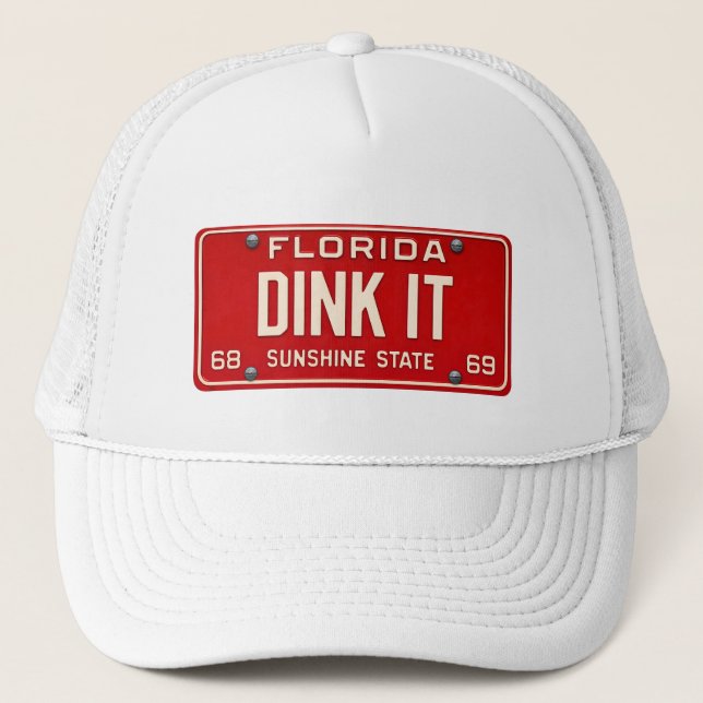 Dink It Pickleball Fan | Retro FL License Plate Trucker Hat (Front)
