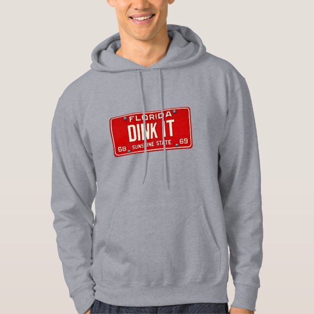 Dink It Pickleball Player Fan Retro License Plate Hoodie (Front)