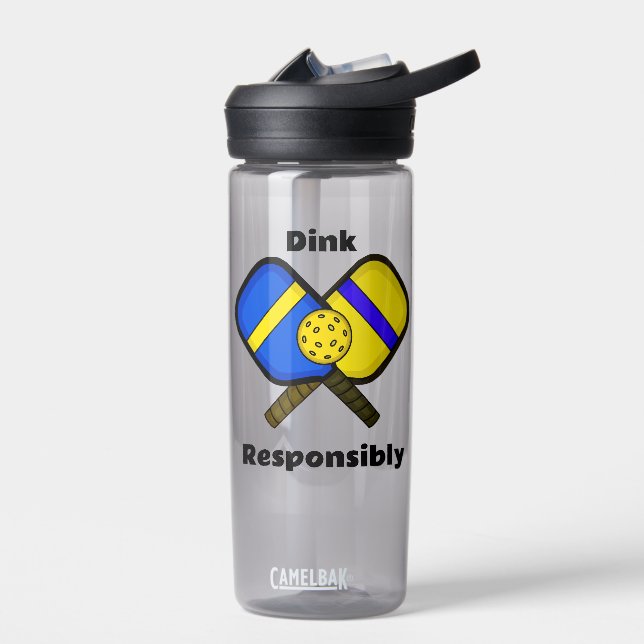 Dink Responsibly Pickleball Humour Pun   Water Bottle (Left)