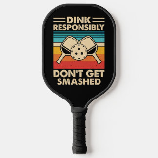 Dink Responsibly Retro Orange Stripe Art Pickleball Paddle