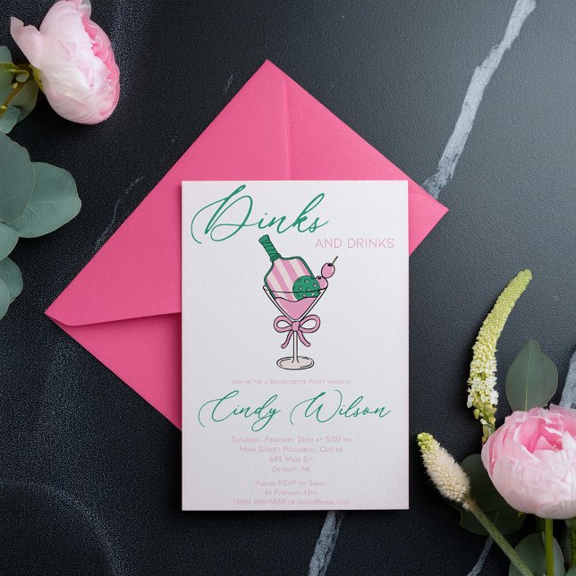 Dinks and Drinks, Pickleball  Bachelorette Party Invitation (Creator Uploaded)