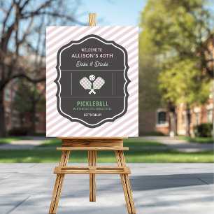 Dinks and Drinks Pink & Green Pickleball Welcome Poster