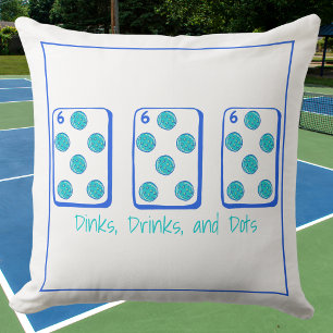 Dinks, Drinks & Dots / Pickleball Mahjong Decor Throw Pillow