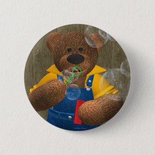 Dinky Bear: Blowing Bubbles 2 Inch Round Button