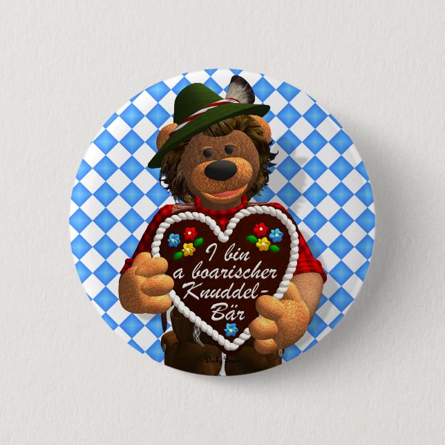 Dinky Bears Bavarian Cuddle Bear 2 Inch Round Button (Front)