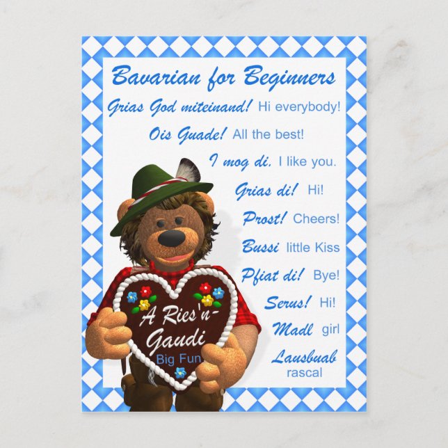Dinky Bears Bavarian for Beginners Postcard (Front)