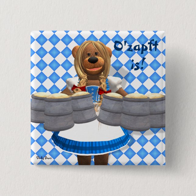 Dinky Bears Bavarian Oktoberfest Zenzi 2 Inch Square Button (Front)