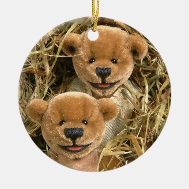 Dinky Bears Farmer Kids Ceramic Ornament (Front)