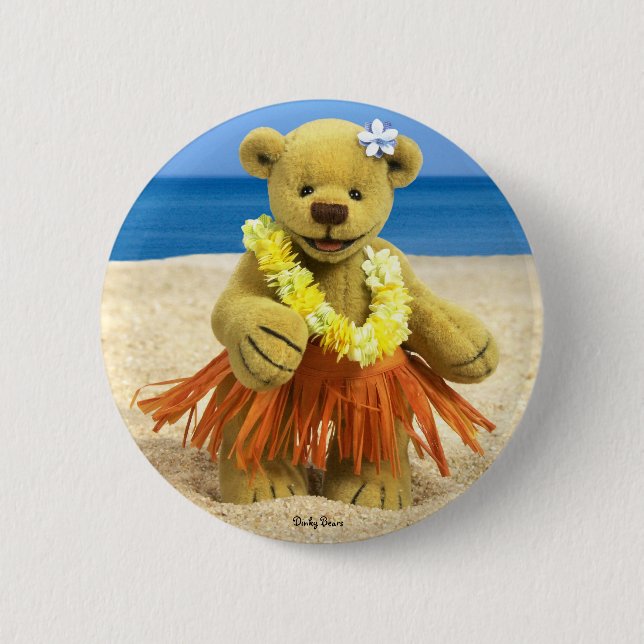 Dinky Bears Hula Dancer 2 Inch Round Button (Front)