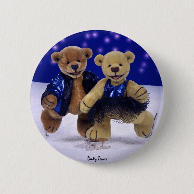 Dinky Bears on Ice 2 Inch Round Button (Front)