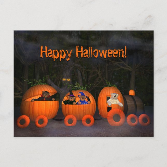 Dinky Bears Pumpkintrain Postcard (Front)