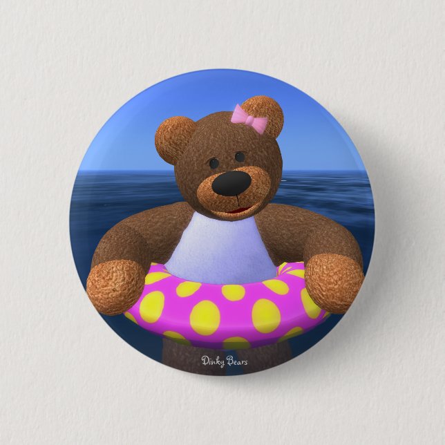Dinky Bears Water Fun 2 Inch Round Button (Front)
