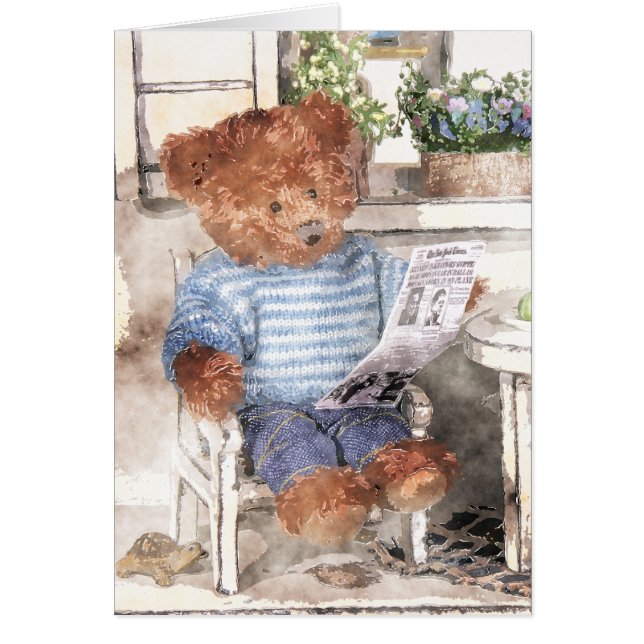 Dinky Bears Watercolor - Reading Bear (Front)